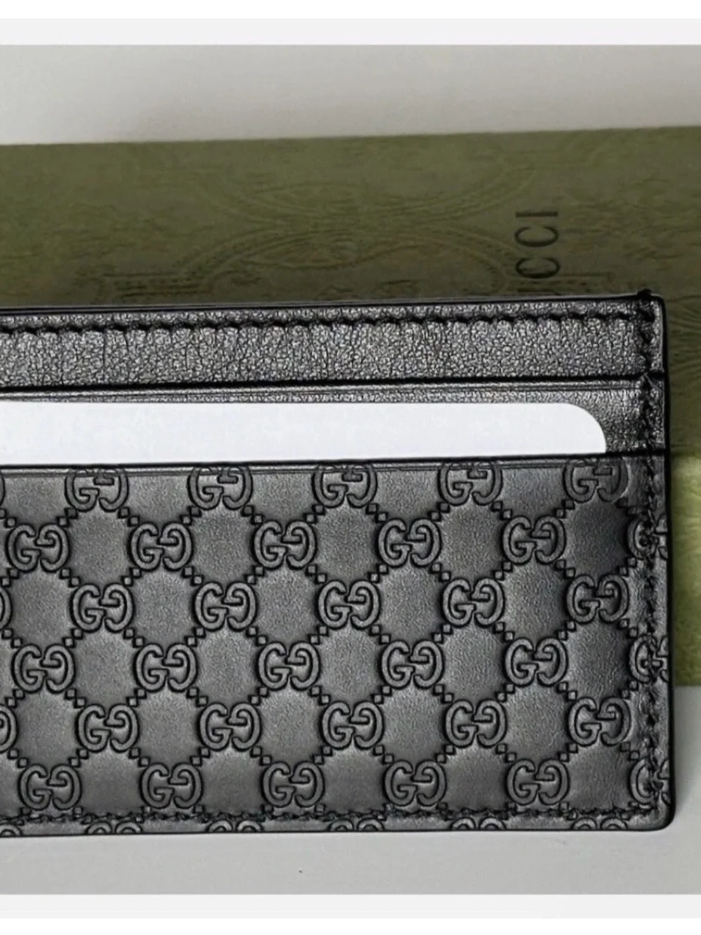 NIB Gucci Microguccissima Soft Black Leather Card Case Made in Italy